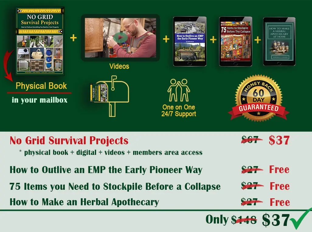 No Grid Survival Projects bundle with three free bonus books